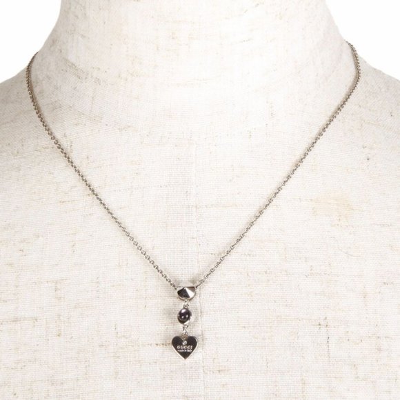 Gucci Heart pendant purple resin 925 silver necklace - Picture 1 of 8